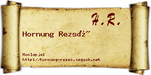 Hornung Rezső névjegykártya